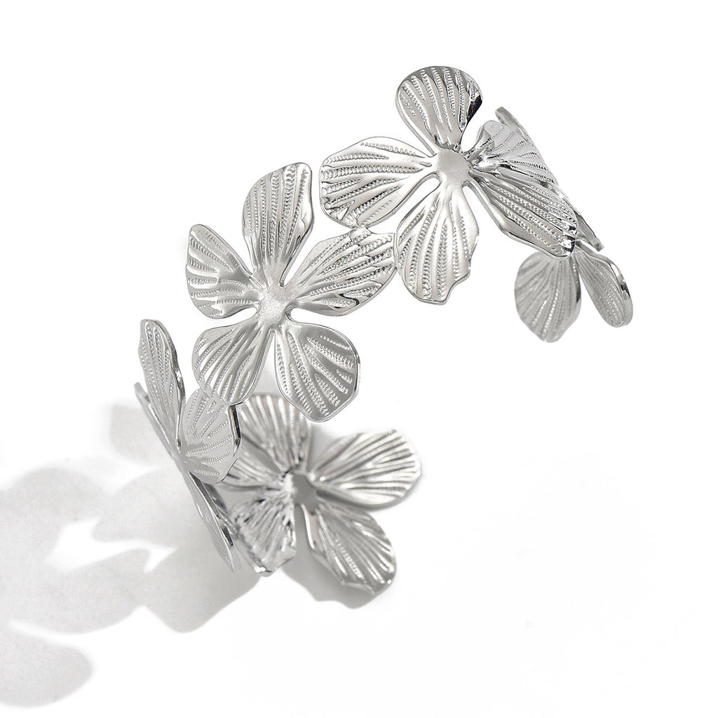 Lxalry 18K Gold Plated Stainless Steel Floral Carved Mirror Bracelet  Hypoallergenic Skin Safe Jewelry With Artisan Texture  Never Fade Handmade Luxury Gift For Women S Daily  Evening Wear