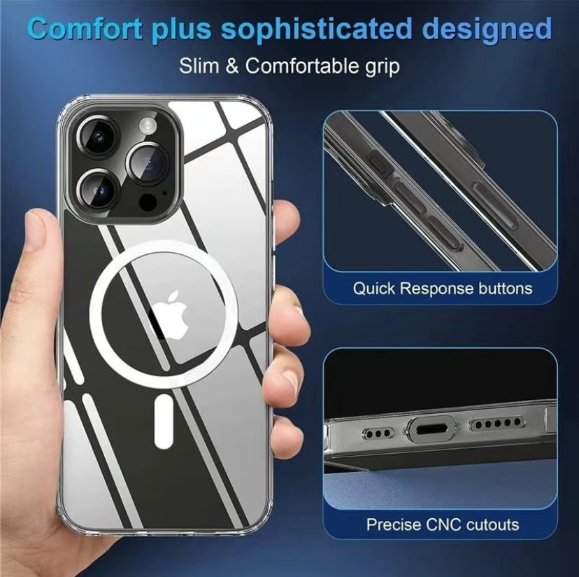MagSafe Compatible Clear Case for iPhone 15/14 - Shockproof Magnetic Phone Case