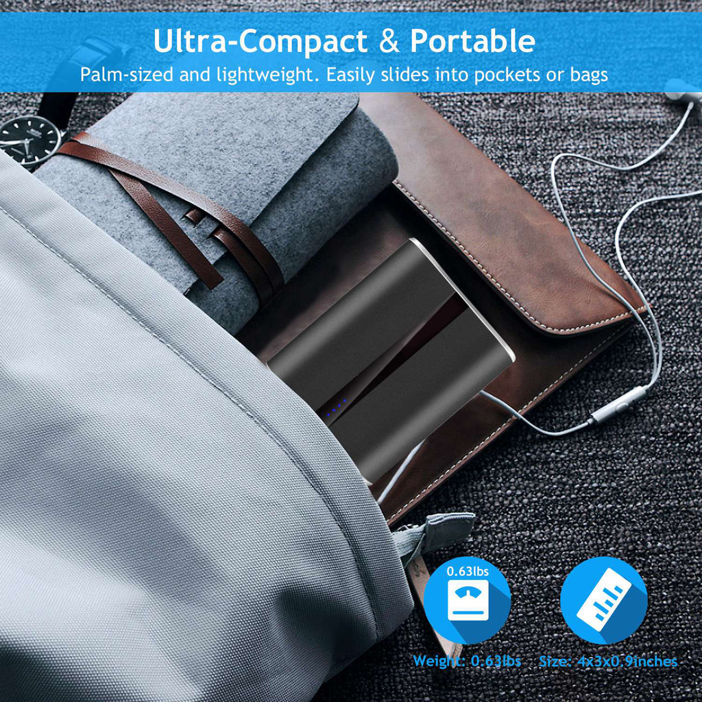 12000mAh Portable Charger With Dual USB 3.1A Output Power Bank Ultra-Compact External Battery Pack Fast Charging