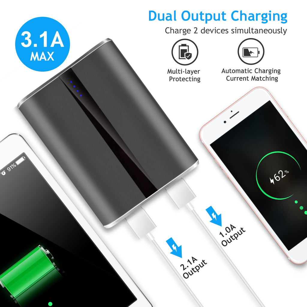 12000mAh Portable Charger With Dual USB 3.1A Output Power Bank Ultra-Compact External Battery Pack Fast Charging