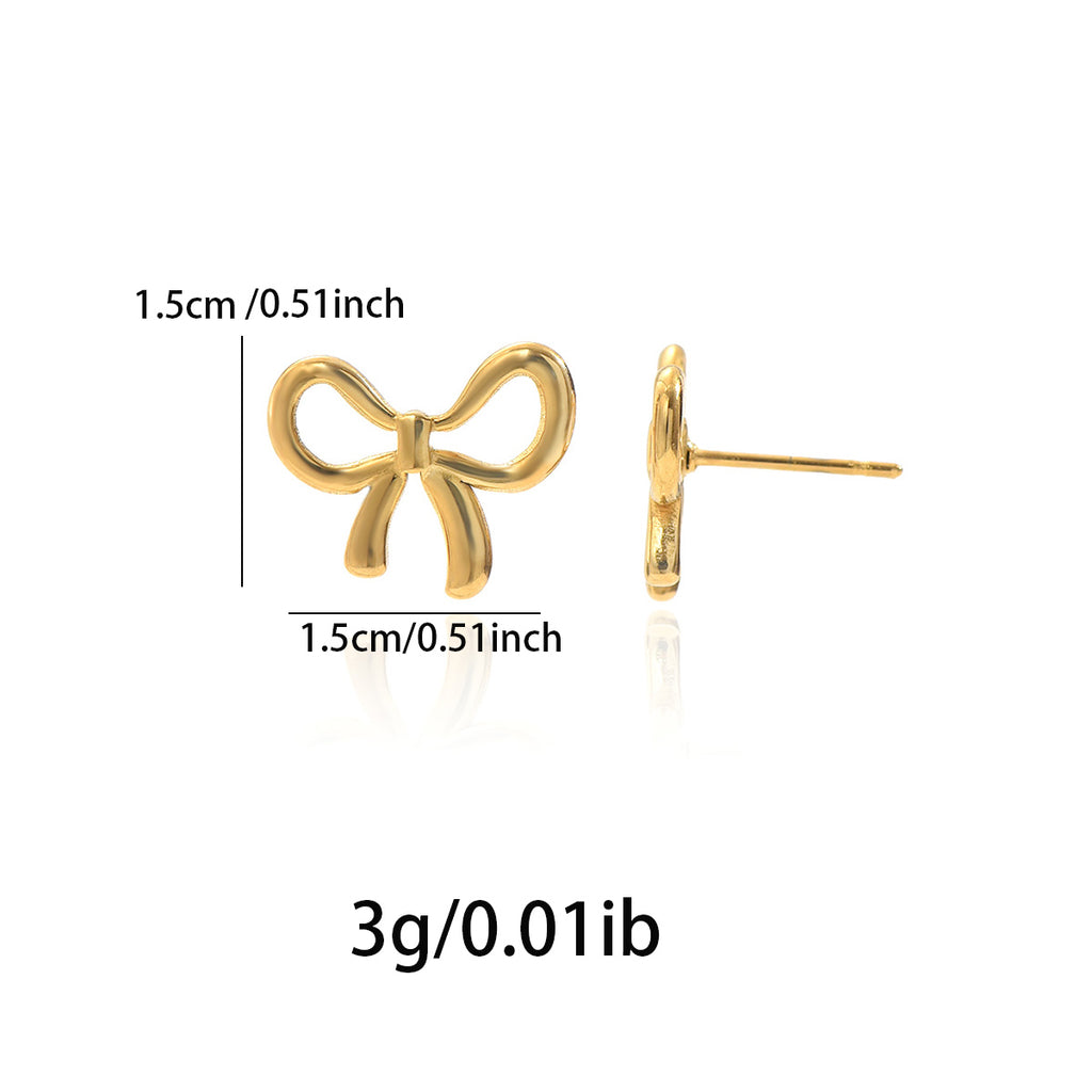 Lxalry 18K Gold Plated Bow Earrings   Symmetrical Mirror Finish Stainless Steel Jewelry  Hypoallergenic   Tarnish Free Luxury Gift For Women Wife Mom Handcrafted Everyday  Special Occasion Elegance