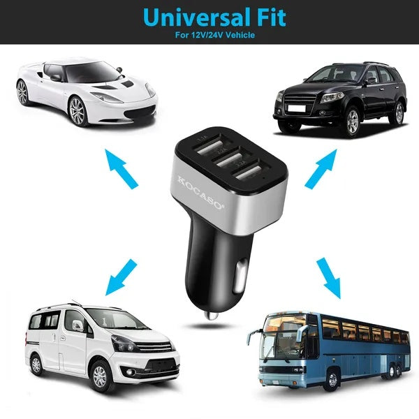USB Car Charger 30W 5.5A 3 USB Port Cigarette Lighter Charger Adapter