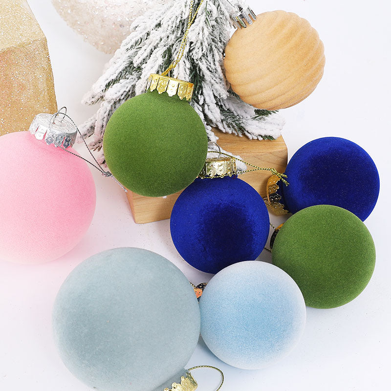 Flocking Christmas Ball Pet Plastic Christmas Decorations