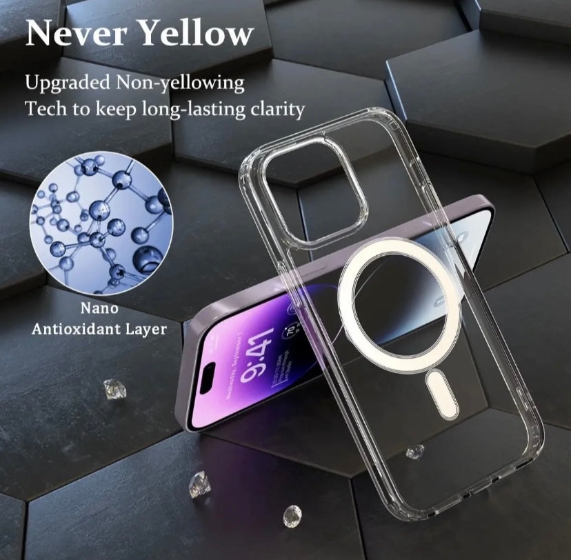 MagSafe Compatible Clear Case for iPhone 15/14 - Shockproof Magnetic Phone Case