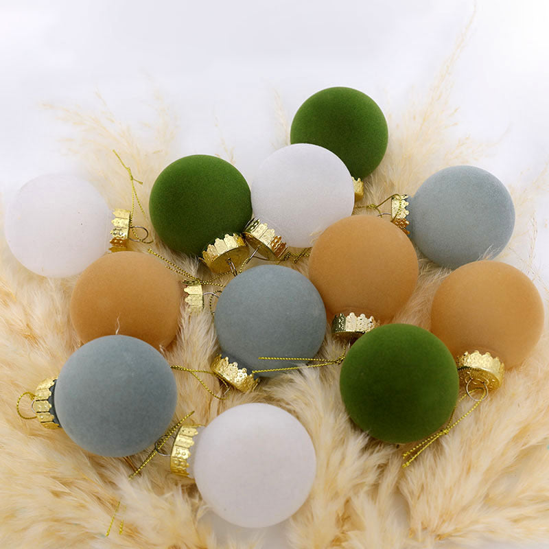 Flocking Christmas Ball Pet Plastic Christmas Decorations