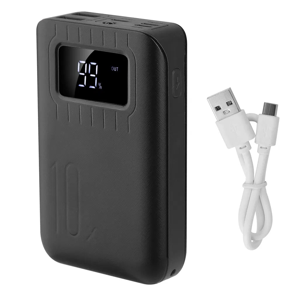 10000mAh Portable Power Bank External Battery Pack Charger Dual USB Charge Ports With LCD Display Flashlight Type C Micro USB Lightning Input Ports