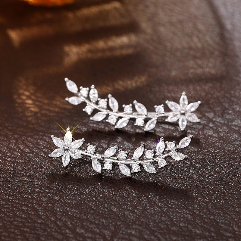 European And American Style Internet Celebrity Earring With Same Kind Full Diamond Flower Earrings For Women