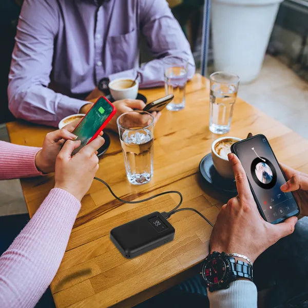 10000mAh Portable Power Bank External Battery Pack Charger Dual USB Charge Ports With LCD Display Flashlight Type C Micro USB Lightning Input Ports