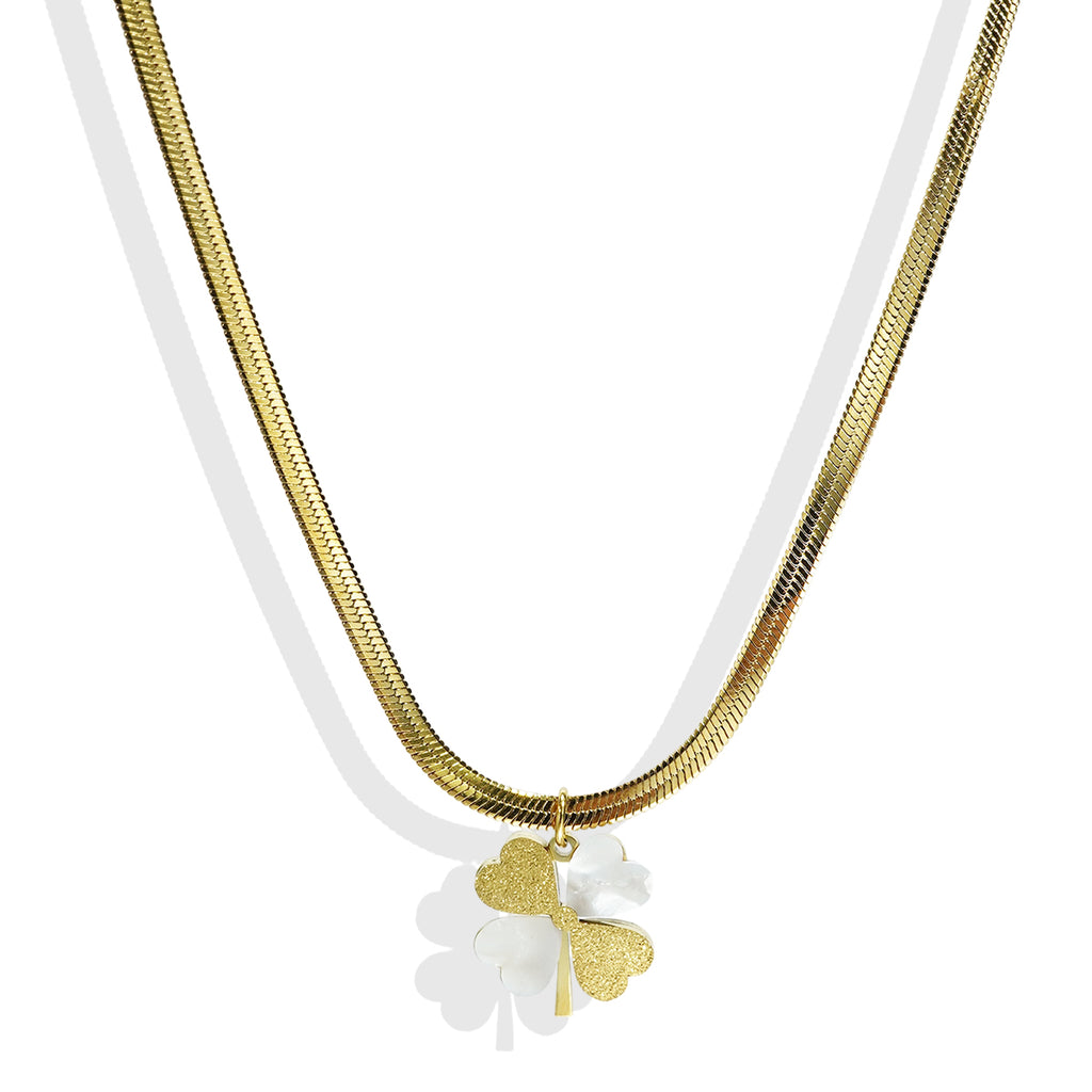 Lxalry 18K Gold Plated Double Luck Necklace  Four Leaf Clover Charm Hypoallergenic Jewelry Tarnish Free Gift For Women Wife Mom  Valentine S Day Birthday Everyday Elegance