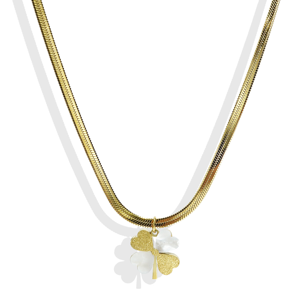Lxalry 18K Gold Plated Double Luck Necklace  Four Leaf Clover Charm Hypoallergenic Jewelry Tarnish Free Gift For Women Wife Mom  Valentine S Day Birthday Everyday Elegance