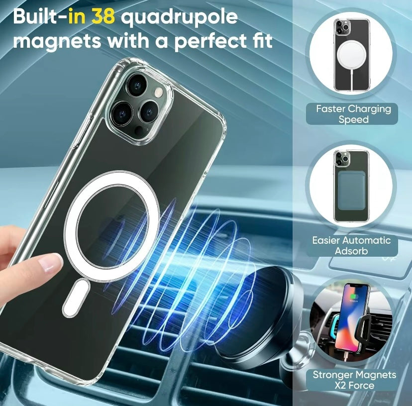 MagSafe Compatible Clear Case for iPhone 15/14 - Shockproof Magnetic Phone Case