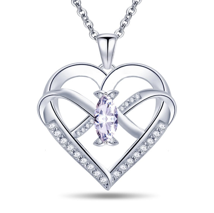 Emma Manor Heart Pendant Necklace 14k White Gold Plated 5A Cubic Zirconia Infinity Butterfly Jewelry For Women