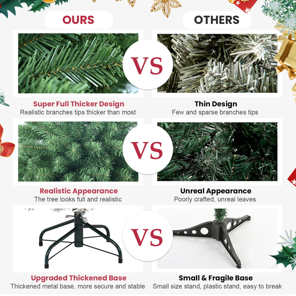 Artificial Tree, White Flocked Pine Premium Christmas Tree, Lifelike PE&PVC Mixed Tips