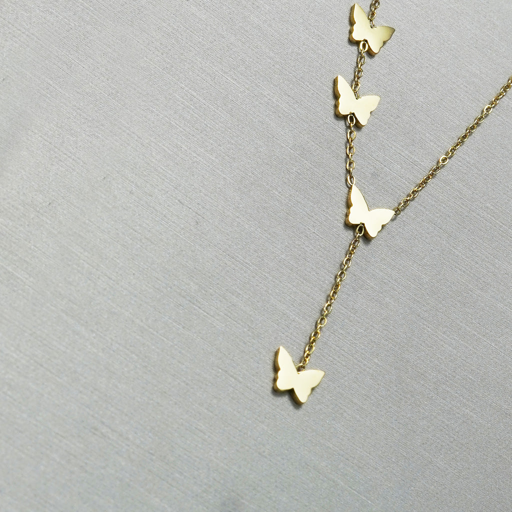 Lxalry 18K Gold Plated Celestial Necklace   Butterfly   Heart Charm Stainless Steel Jewelry  Skin Safe Hypoallergenic Gift For Women Wife Mom  Romantic Everyday   Wedding Glow