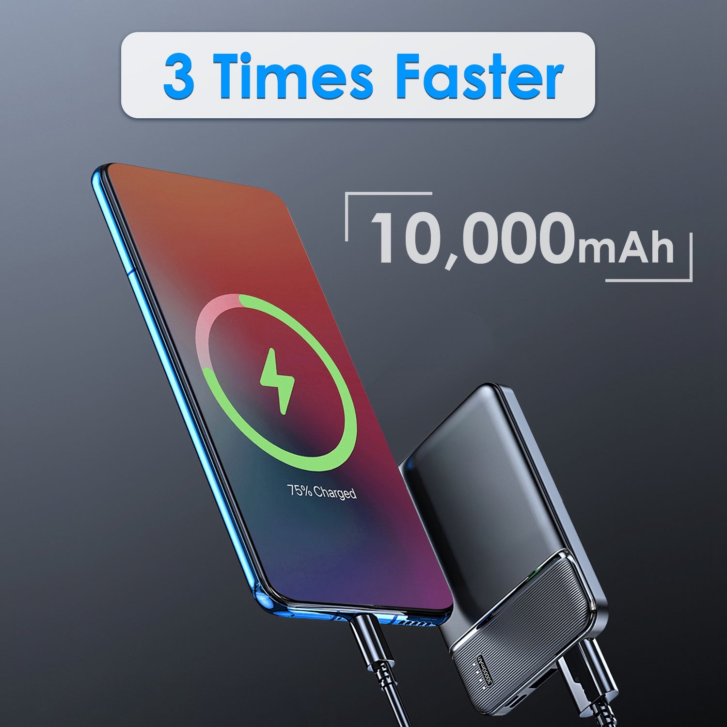 1Pc 30000mAh 20000mAh 1W MAh Fast Charging Power Bank With 1 USB Cable Fit For IOS Phone 15 14 13 And More