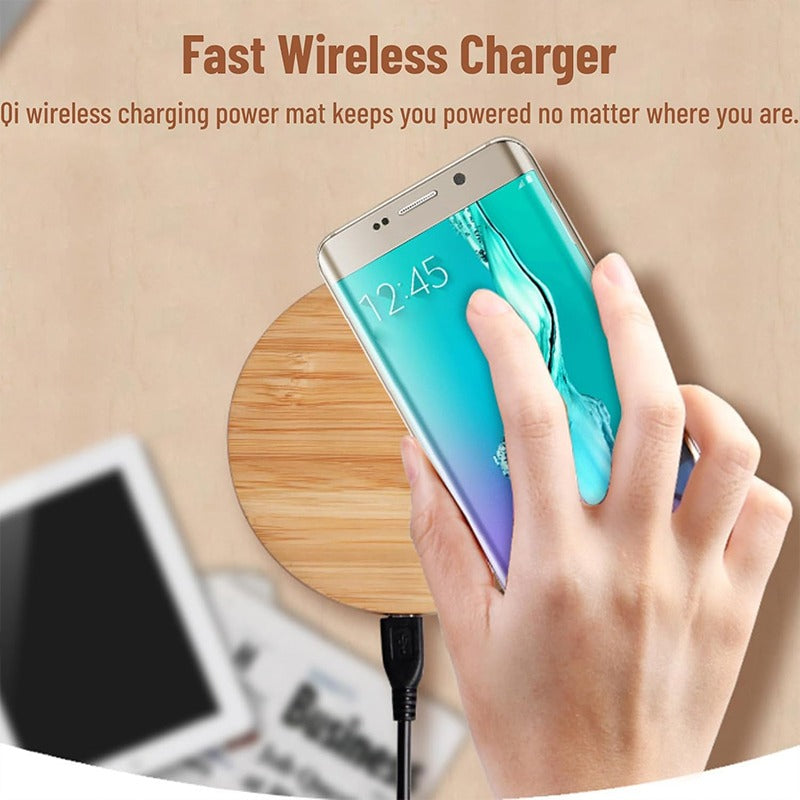 Bamboo Vertical Wireless Charging, Home, Office, Travel Universal, Dual-coil Design, Horizontal And Vertical Screen Can Be Charged, Compatible With All Kinds Of Wireless Charging Equipment