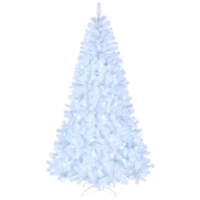 FCH 7ft 1346 Branches Automatic Tree Structure PVC Material 500 Lights Cool Color 8 Modes Christmas Tree White