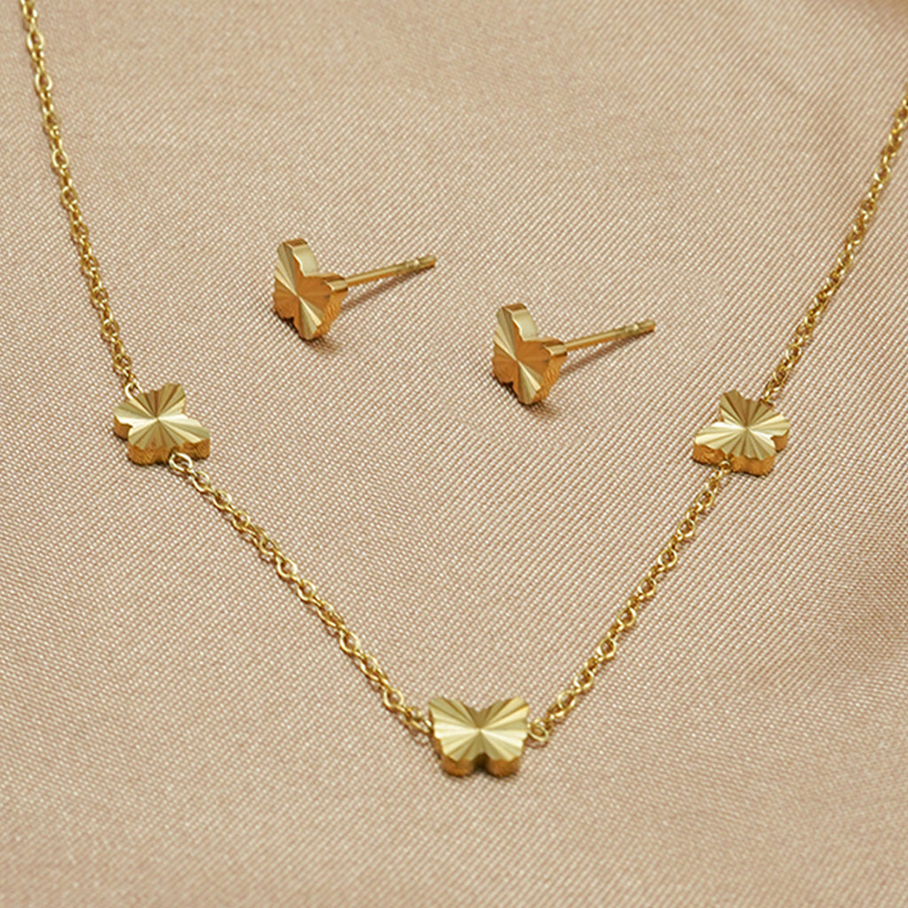 Lxalry Gold Stainless Steel Heart Jewelry Set For Women & Girls - Minimalist Cutout Necklace & Stud Earrings, Waterproof, Hypoallergenic, Tarnish-Free, Gift For Birthday, Wedding, Anniversary, Summer