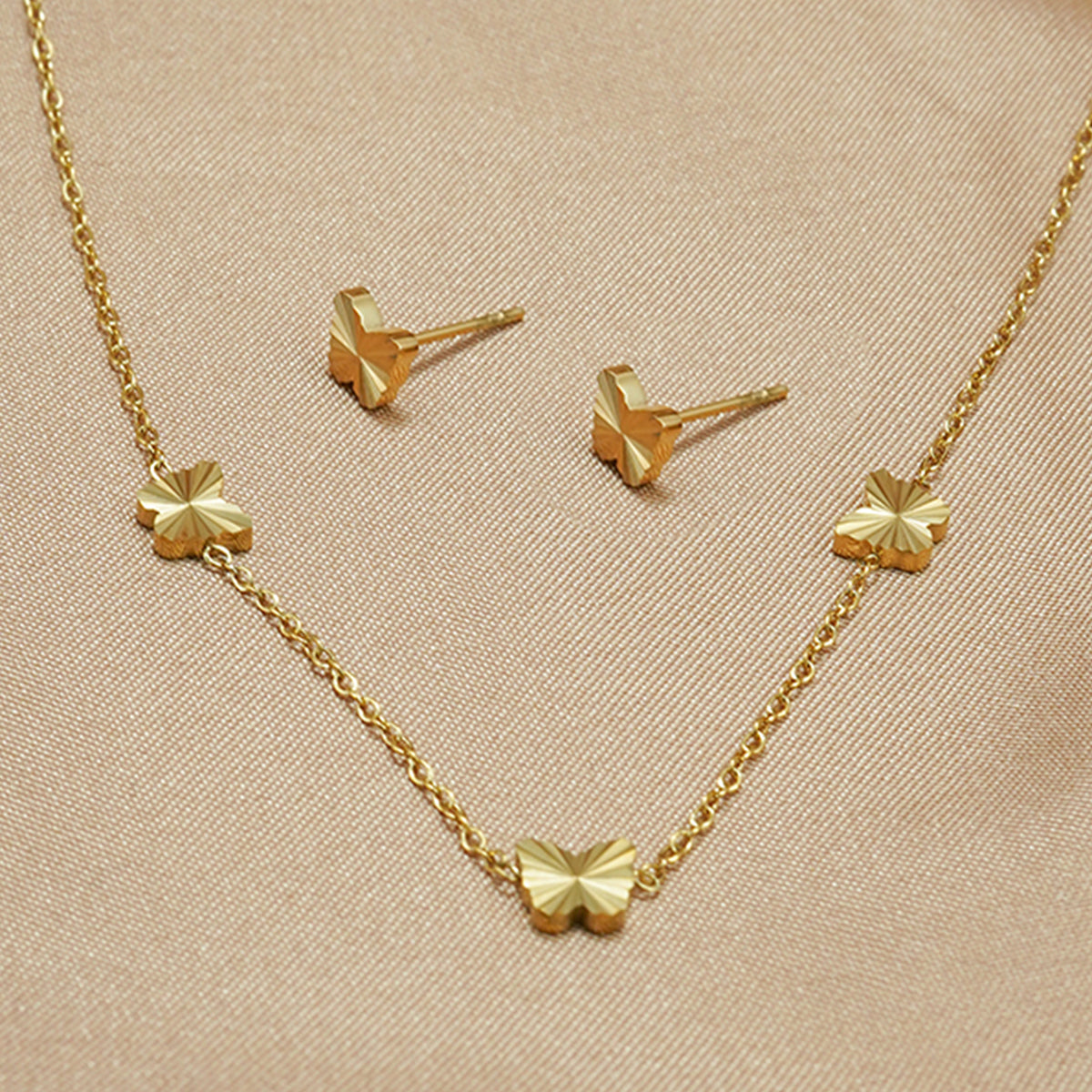 Lxalry Gold Stainless Steel Heart Jewelry Set For Women & Girls - Minimalist Cutout Necklace & Stud Earrings, Waterproof, Hypoallergenic, Tarnish-Free, Gift For Birthday, Wedding, Anniversary, Summer