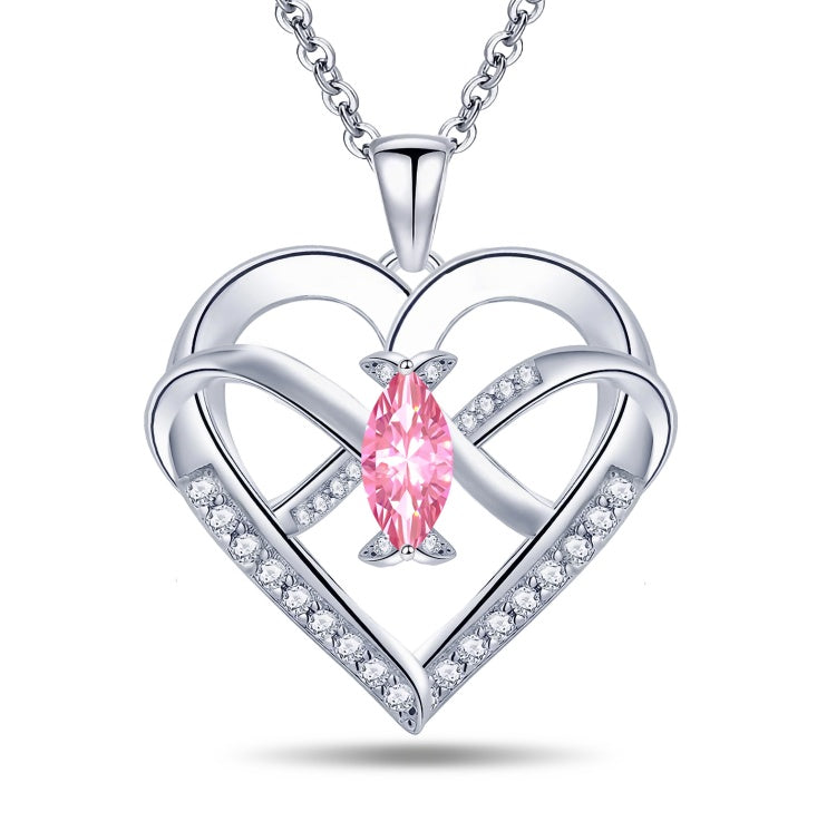 Emma Manor Heart Pendant Necklace 14k White Gold Plated 5A Cubic Zirconia Infinity Butterfly Jewelry For Women