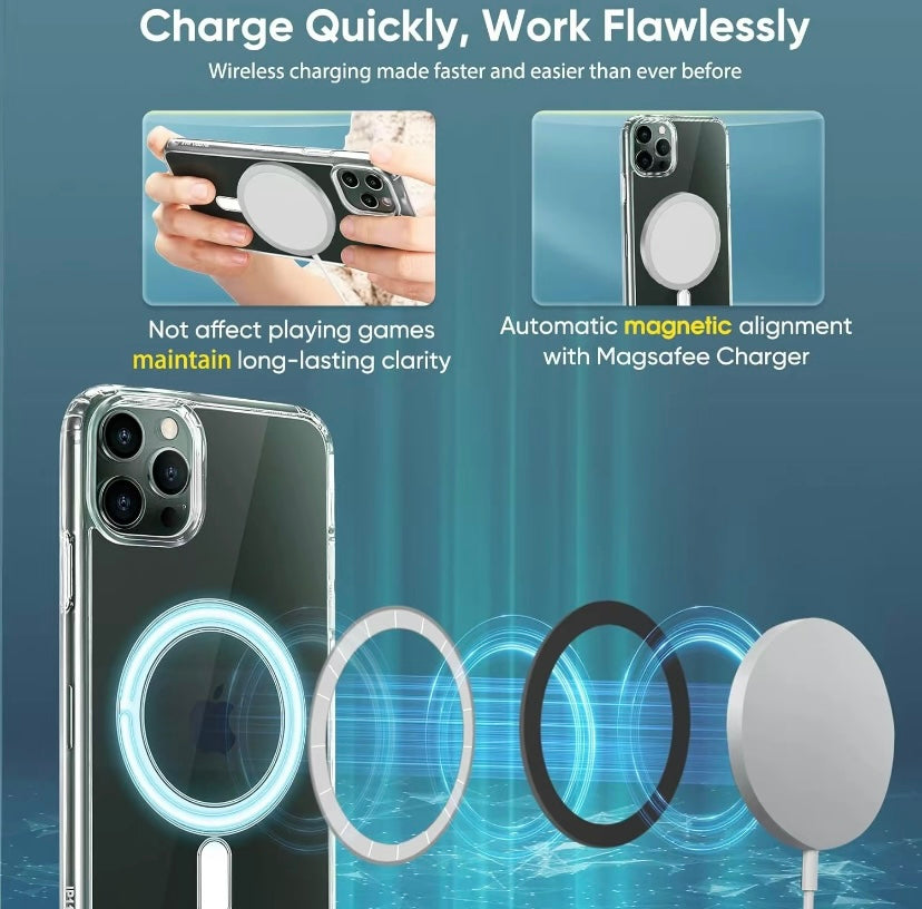 MagSafe Compatible Clear Case for iPhone 15/14 - Shockproof Magnetic Phone Case