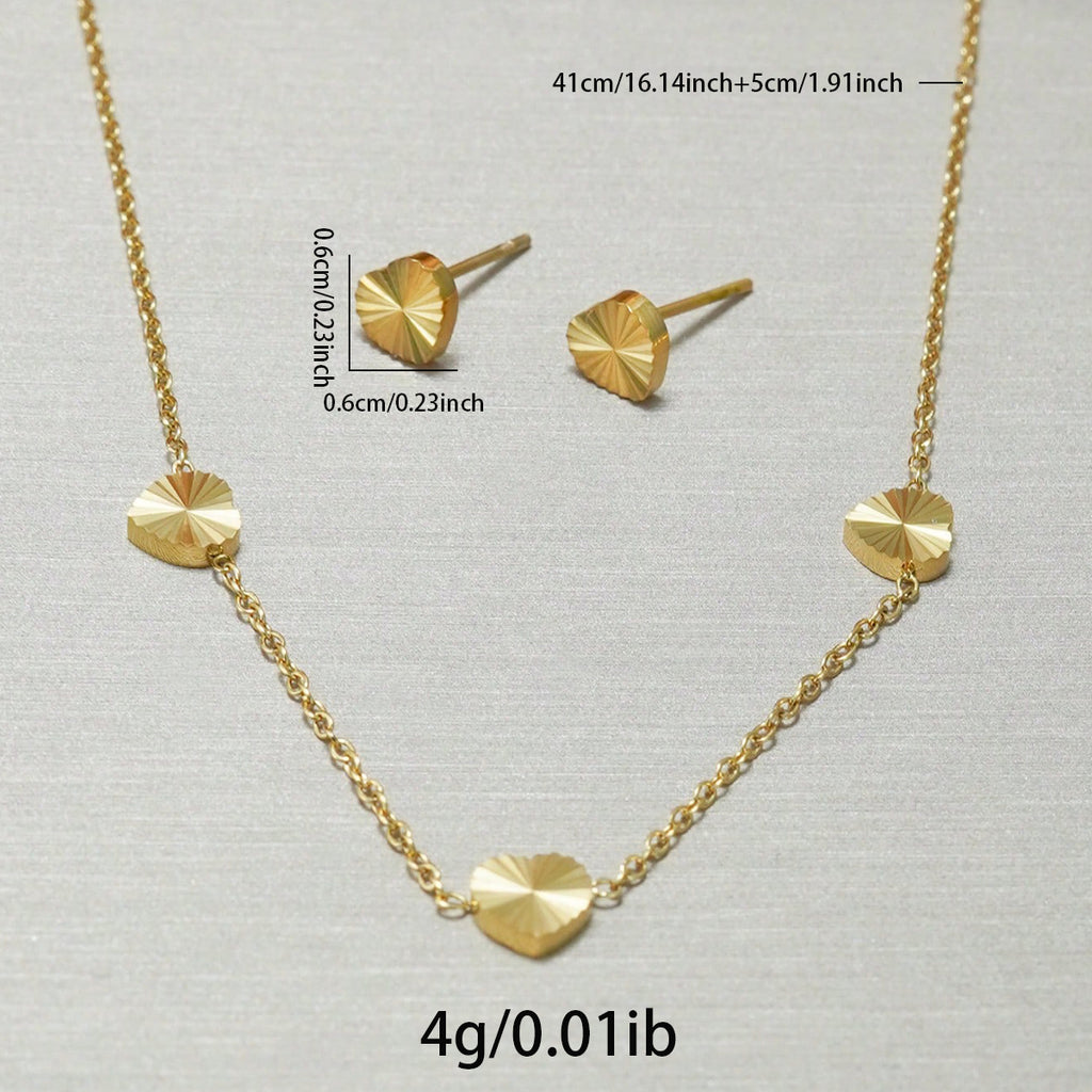 Lxalry 18K Gold Plated Stainless Steel Minimalist Heart Necklace & Earring Set For Women - Waterproof, Tarnish-Free, Hypoallergenic Gift For Birthday, Valentines Day, Wedding, Daily Wear