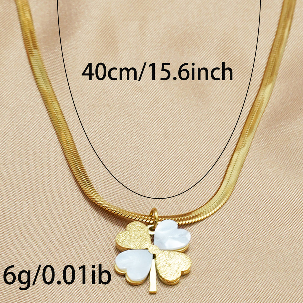 Lxalry 18K Gold Plated Double Luck Necklace  Four Leaf Clover Charm Hypoallergenic Jewelry Tarnish Free Gift For Women Wife Mom  Valentine S Day Birthday Everyday Elegance