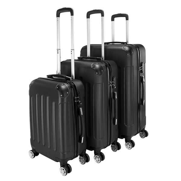 3-in-1 ABS Trolley Case 20 Inches-24 Inches-28 Inches Black