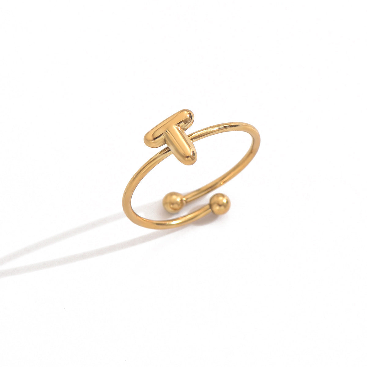 Lxalry 18K Gold Plated Stainless Steel Initial Ring For Women - Adjustable Minimalist Letter A-Z Rings, Personalized Gift Jewelry, Waterproof, Hypoallergenic, Tarnish-Free, Trendy Custom Statement Rin