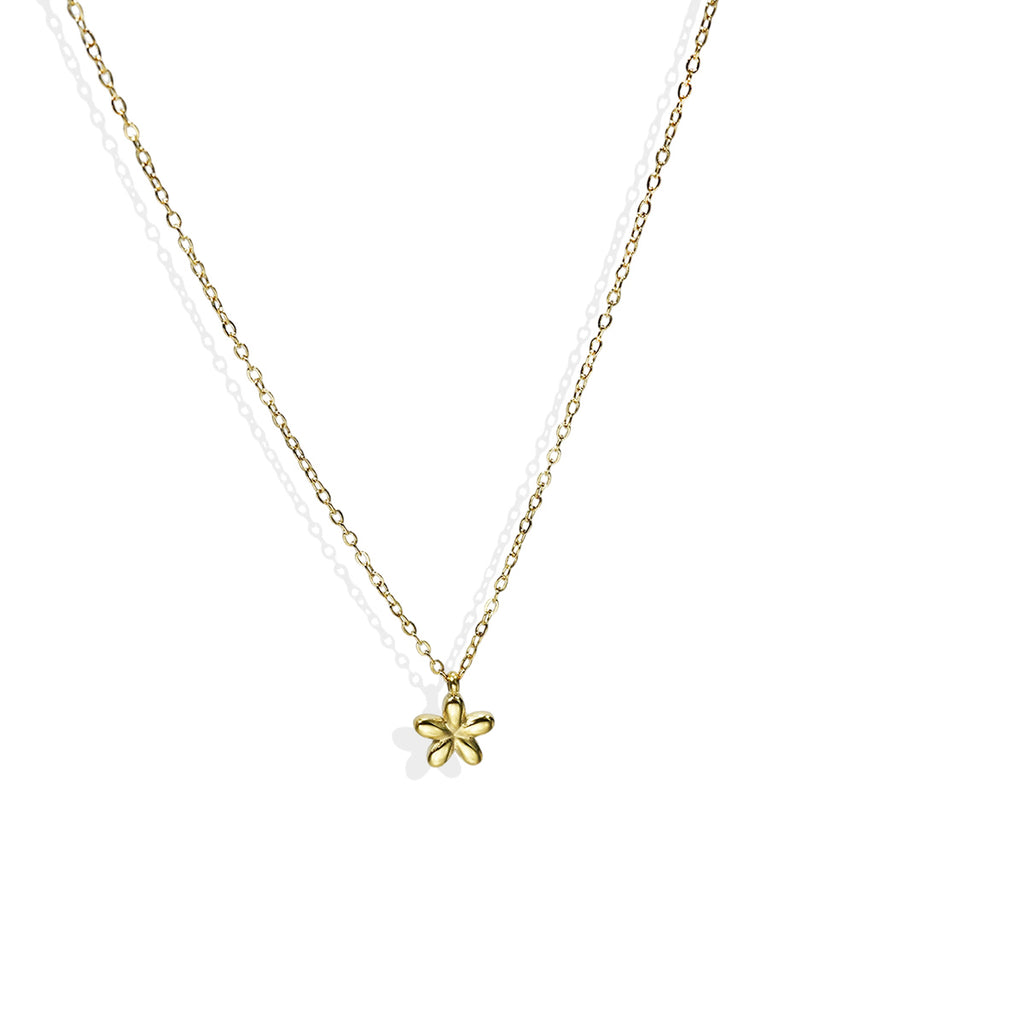 Lxalry 18K Gold Plated Stainless Steel Flower Pendant Necklace And Earrings Set For Women - Cute & Elegant Minimalist Jewelry For Summer, Gifts, Daily Wear, Birthday, And Anniversary - Waterproof & Hy