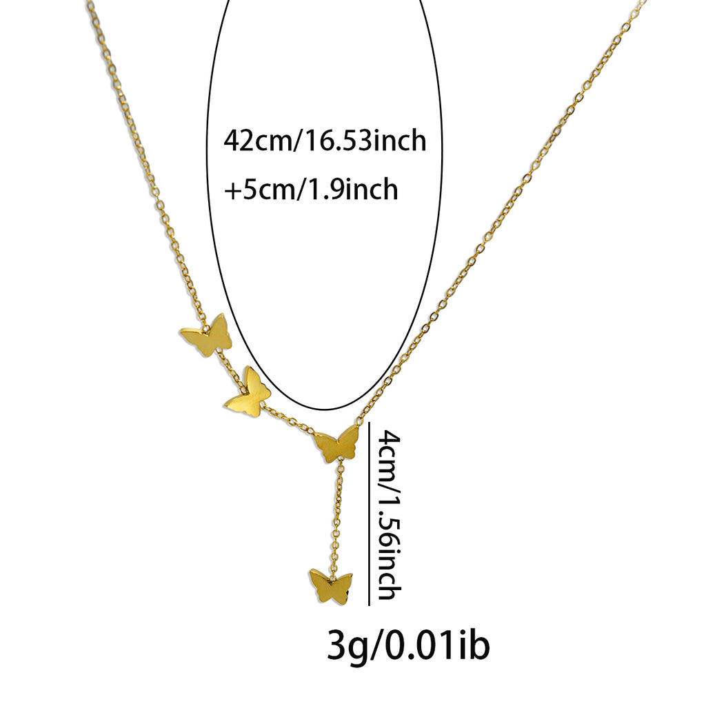 Lxalry 18K Gold Plated Celestial Necklace   Butterfly   Heart Charm Stainless Steel Jewelry  Skin Safe Hypoallergenic Gift For Women Wife Mom  Romantic Everyday   Wedding Glow