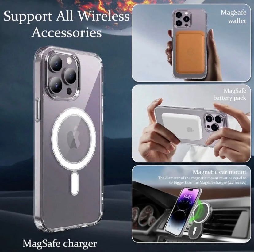 MagSafe Compatible Clear Case for iPhone 15/14 - Shockproof Magnetic Phone Case