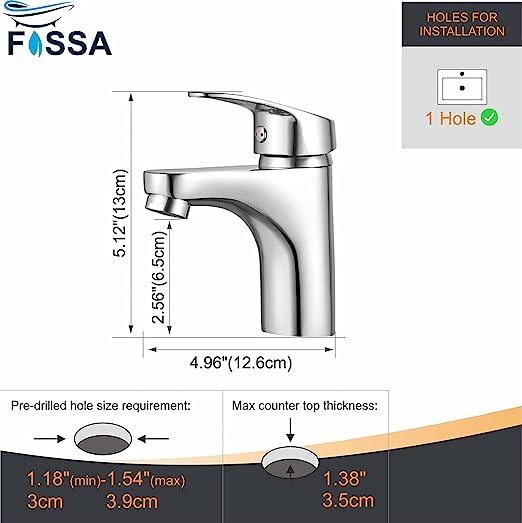 Fossa Taps for Bathroom Sink Chrome Basin Mixer Tap Brass Modern Single Handle Bathroom Faucet FSLF-001