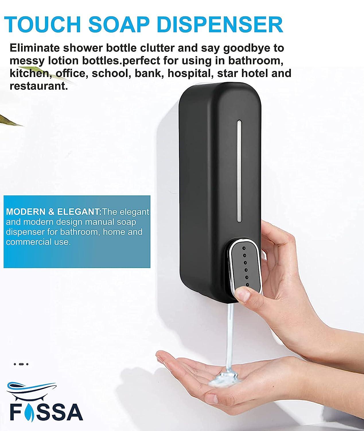 Fossa Wall-Mount Soap Dispenser 350ml – Manual Dispenser for Soap, Shampoo, Hand Cleanser, Shower Gel – Durable Bathroom Accessory SD-002